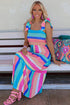 Color Block Striped Bow Knot Straps Maxi Dress